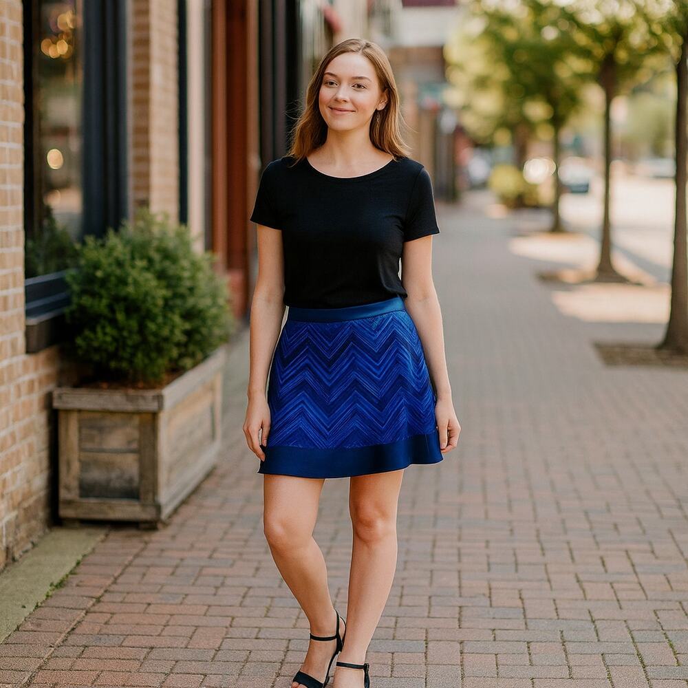Candies Blue Skirt Tribal Print